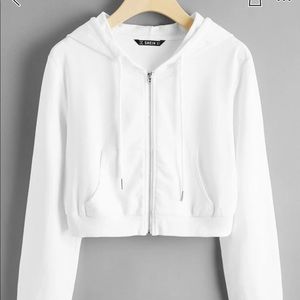 Cropped white zip up sweatshirt